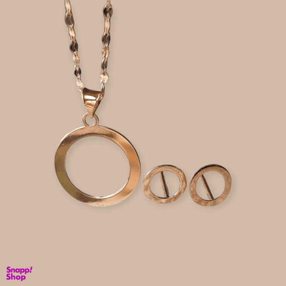 نیم ست طلا ۱۸ عیار زنانه طرح دایره کد 65286