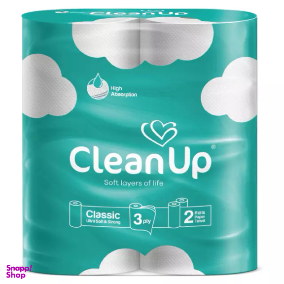 دستمال حوله کاغذی کلین آپ مدل ابر بسته 2 عددی