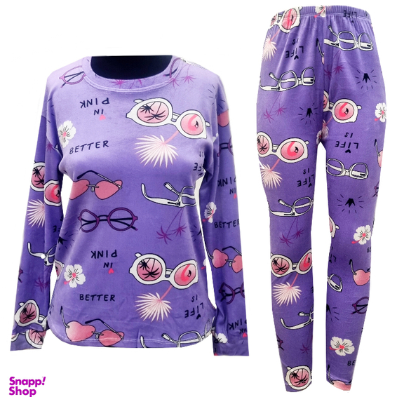 ست بلوز شلوار مخمل زنانه مدل عینک کد PR996 رنگ بنفش