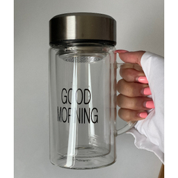 لیوان دمنوش ساز دو جداره طرح Good Morning