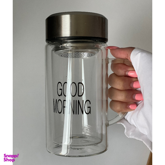 لیوان دمنوش ساز دو جداره طرح Good Morning