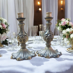 جاشمعی برنجی طرح آنتیک مجموعه 2 عددی