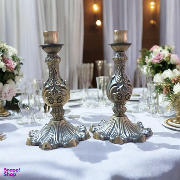 جاشمعی برنجی طرح آنتیک مجموعه 2 عددی