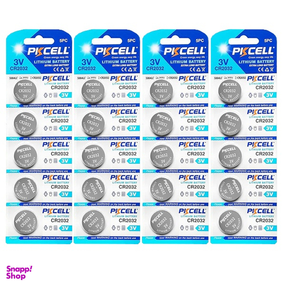 باتری سکه ای پی‌کی سل مدل CR2032 3V Lithium Manganese بسته 20 عددی