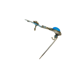گل سینه نقره 925 عیار زنانه طرح دایره آبی کد 45014 GLSN