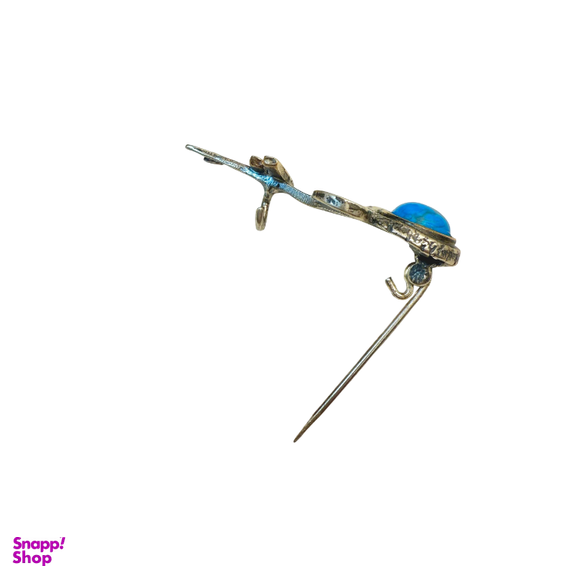 گل سینه نقره 925 عیار زنانه طرح دایره آبی کد 45014 GLSN