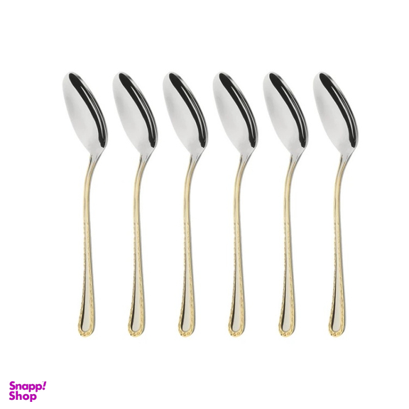 قاشق مربا خوری ناب استیل طرح برلین دور طلایی بسته 6 عددی