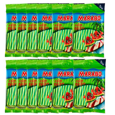 پاستیل مدادی با طعم هندوانه مارابو وزن 100 گرم بسته 12 عددی