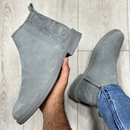 بوت چرم طبیعی مردانه مدل چلسی کد 952 رنگ طوسی
