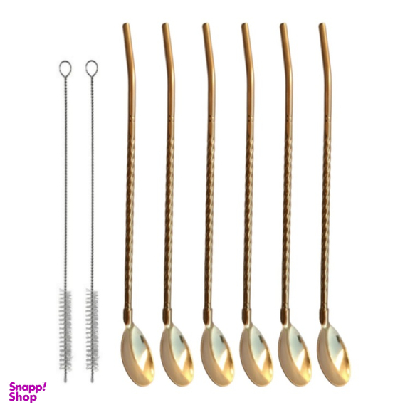 قاشق شربت خوری نی دار کد 8 مجموعه 8 عددی