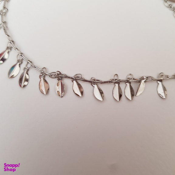 پابند زنانه طرح برگ کد 753 رنگ نقره ای