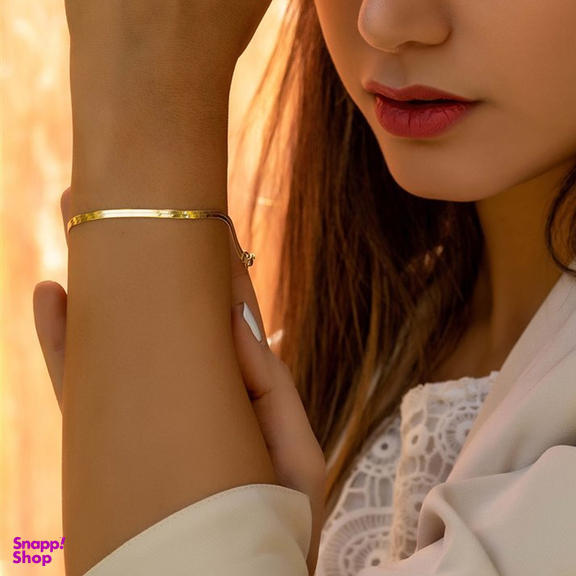 دستبند طلا 18 عیار زنانه میو گلد مدل هرینگبون کد BR506 سایز 18.5 سانتی متر