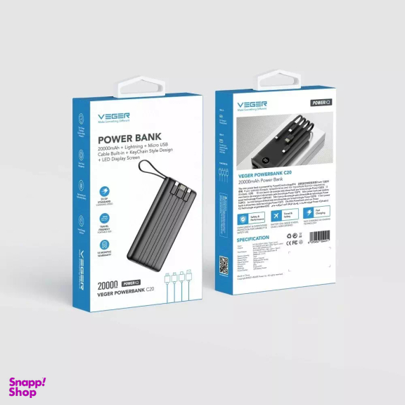 پاوربانک وگر مدل C20 W2059 ظرفیت 20000 میلی آمپر ساعت