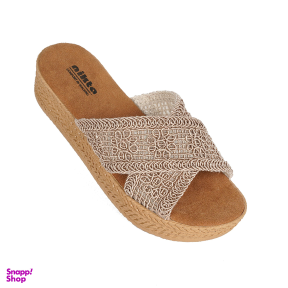 دمپایی زنانه نیکتا مدل فروغ رنگ نسکافه ای