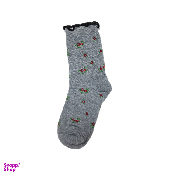 جوراب ساقدار زنانه طرح گلریز لب فرفری کد 201 رنگ خاکستری