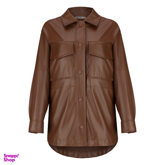 کت چرم زنانه سرژه مدل 232129 رنگ قهوه ای