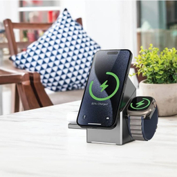 پایه شارژر مغناطیسی 15 وات گرین لاین مدل Power Trio 3in1 Wireless Charger