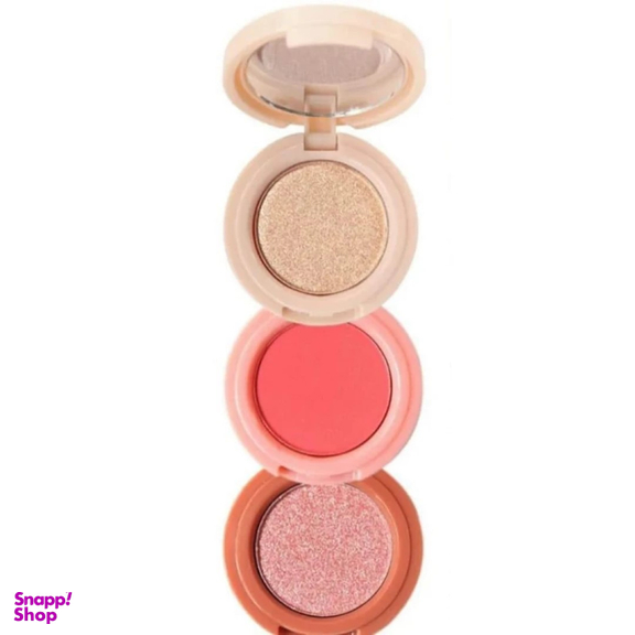 پالت رژ گونه و هایلایتر میس لارا مدل چرخشی شماره 01 مجموعه 3 عددی