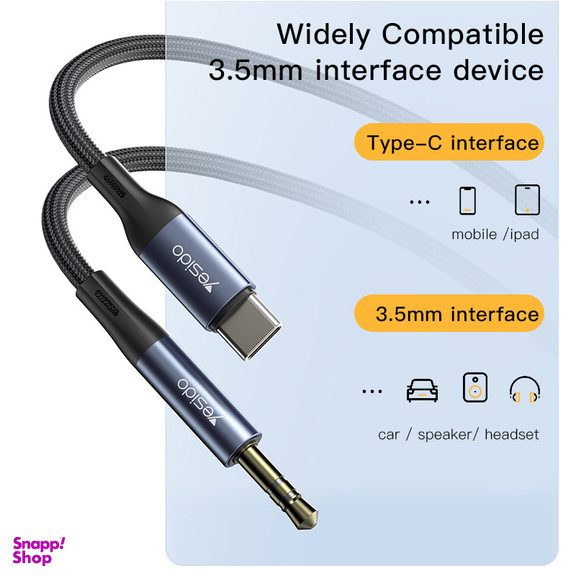 کابل تبدیل USB-C به AUX یسیدو مدل YAU-36 طول 1 متر