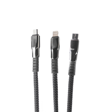 کابل USB به Lightning/Type-C/MicroUSB جی بی کیو مدل DTU33 C.LM طول 1.5 متر