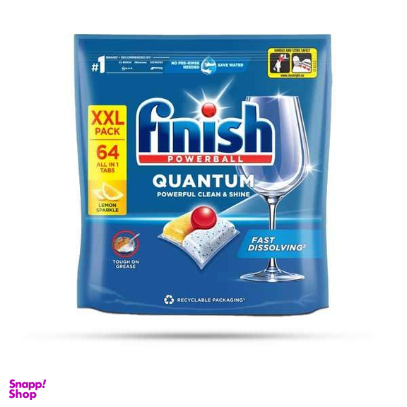 قرص ماشین ظرفشویی فینیش مدل Quantum XXL PACK رایحه لیمو بسته 64 عددی
