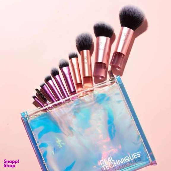 ست براش مسافرتی ده کاره به همراه کیف ریل تکنیک مدل Real Techniques Travel Mini Brush