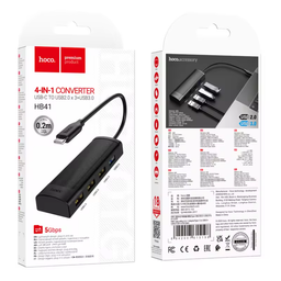 هاب USB چهار پورت Type-C هوکو مدل HB41 طول 20 سانتی متر