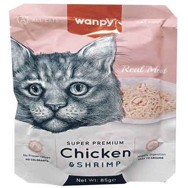 پوچ گربه ونپی مدل مرغ و میگو وزن 85 گرم