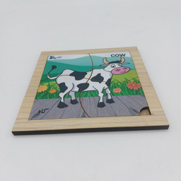 پازل 4 تکه اطلس آبی طرح حیوان گاو مدل P4-029