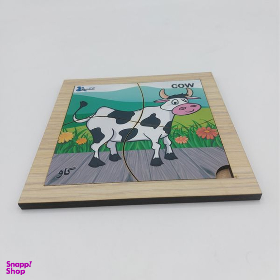 پازل 4 تکه اطلس آبی طرح حیوان گاو مدل P4-029