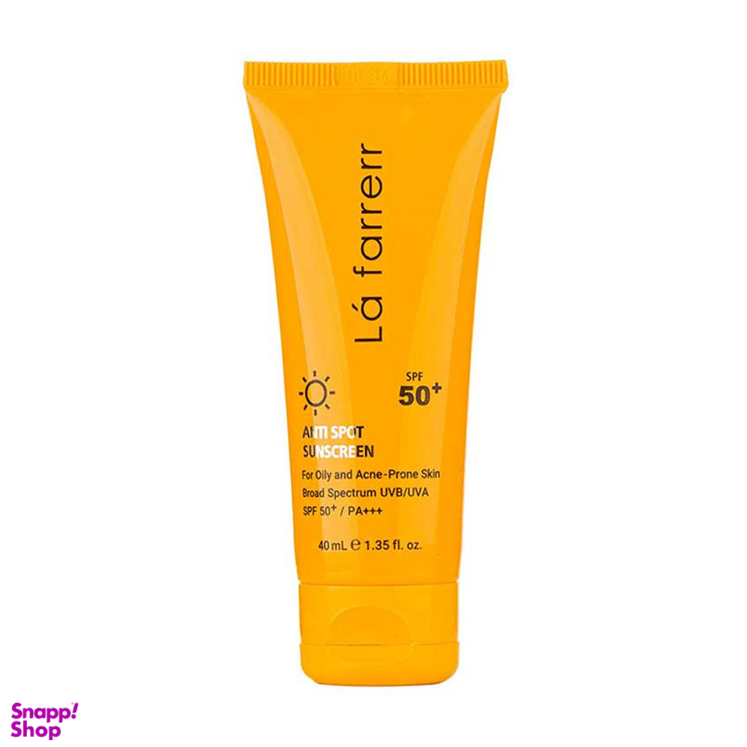 کرم ضدآفتاب و ضد لک بی رنگ لافارر مدل SPF 50 مناسب پوست های چرب و مستعد آکنه حجم 40 میلی لیتر