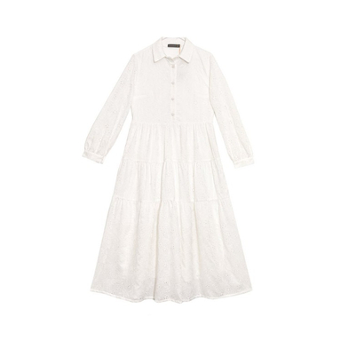 پیراهن زنانه برنس مدل نیکی گلدار رنگ سفید