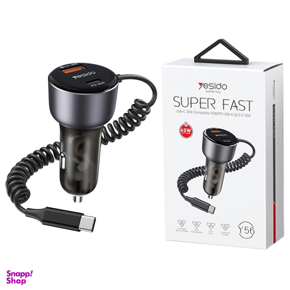 شارژر فندکی فست یسیدو مدل Y56 60W PD+QC3.0