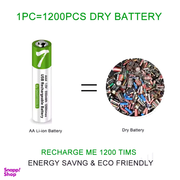 باتری نیم قلمی قابل شارژ اسمارتولز مدل یو اس بی AAAA بسته 4 عددی