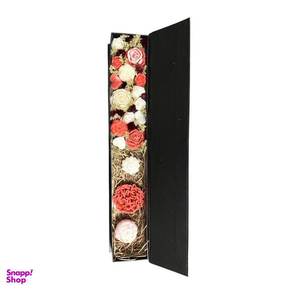 شمع مدل باکس گل رز کد 11002 بسته 17 عددی