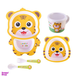 ظرف غذای کودک بامبو طرح ببر مجموعه ۴ عددی