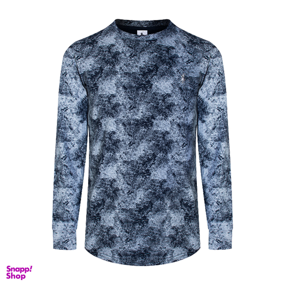 تیشرت آستین بلند مردانه طرح سنگی مدل 1993000 رنگ آبی