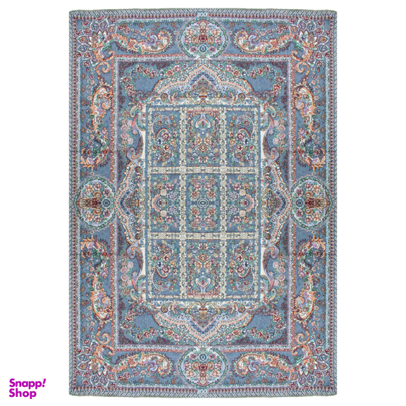 روفرشی مخمل طرح خشتی زمینه طوسی