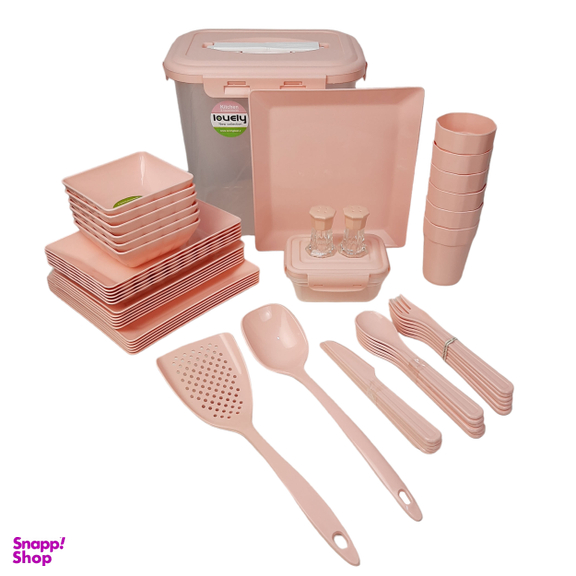 سبد پیک نیک و سرویس مسافرتی لاولی پلاست 58 پارچه کد TIK1160F