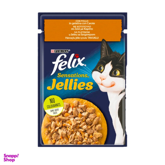 پوچ گربه فلیکس طعم مرغ و هویج وزن 85 گرم