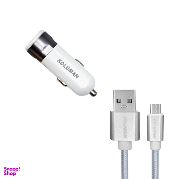 شارژر فندکی کلومن مدل KC-C01 به همراه کابل تبدیل USB-C و MICROUSB