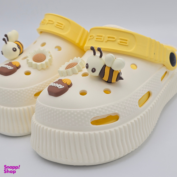 صندل بچگانه پاپا مدل کراکس کد 25335 رنگ کرم زرد