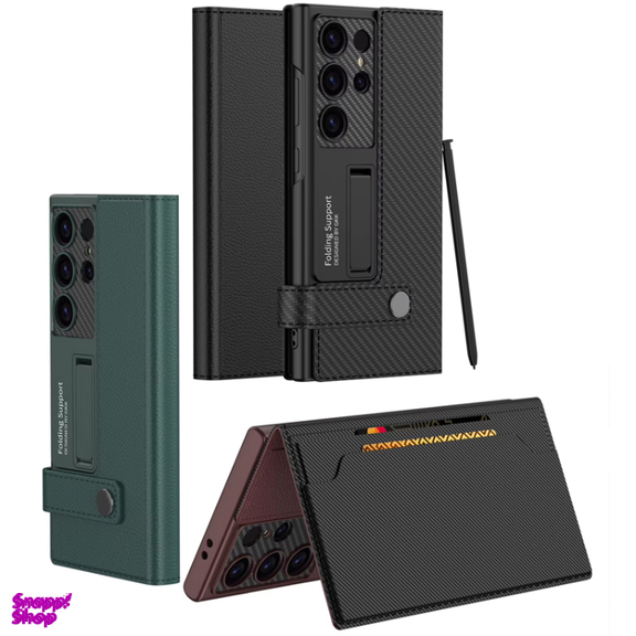 کیف چرم گوشی موبایل جی کی کی مدل Folding Support مناسب سامسونگ Galaxy S24 Ultra