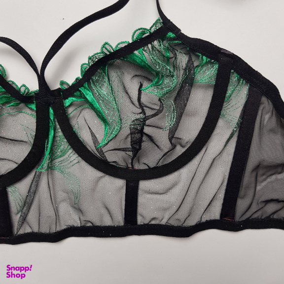 ست شورت و سوتین زنانه برتا مدل توری کد 1031ZG رنگ مشکی