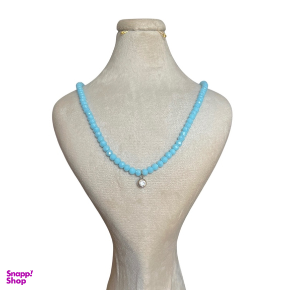 گردنبند مهره‌ ای زنانه مدل سنگ تراش خورده کریستالی