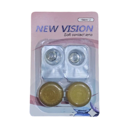 لنز چشم روزانه نیوویژن رنگ عسلی دور مشکی شماره 109 به همراه جالنزی