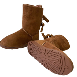 بوت زنانه طرح اگ مدل پشت بندی رنگ عسلی