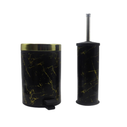 ست سطل زباله و فرچه بهازکالا مدل ماربل کد YPB-3L