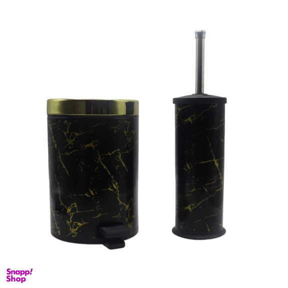 ست سطل زباله و فرچه بهازکالا مدل ماربل کد YPB-3L