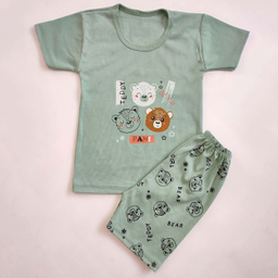 ست تیشرت و شلوارک نوزادی مدل خرس کد 3941 رنگ سبز